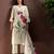 Off white printed straight kurta trousers with dupatta set