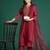 Pink embroidered straight kurta trousers with dupatta set
