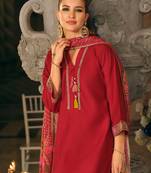 Pink embroidered straight kurta trousers with dupatta set