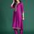Purple solid straight kurta trousers with dupatta set