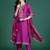 Purple solid straight kurta trousers with dupatta set