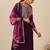Purple embroidered straight kurta trousers with dupatta set