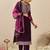 Purple embroidered straight kurta trousers with dupatta set