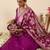 Purple embroidered straight kurta trousers with dupatta set