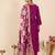 Purple embroidered straight kurta trousers with dupatta set