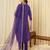 Purple embroidered straight kurta trousers with dupatta set