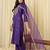 Purple embroidered straight kurta trousers with dupatta set