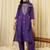 Purple embroidered straight kurta trousers with dupatta set