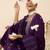 Purple embroidered straight kurta trousers with dupatta set