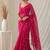 Partywear crush saree with elegant flower butti handwork and statement border