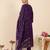 Purple embroidered straight kurta trousers with dupatta set