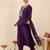 Purple embroidered straight kurta trousers with dupatta set