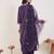 Purple embroidered straight kurta trousers with dupatta set