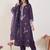 Purple embroidered straight kurta trousers with dupatta set