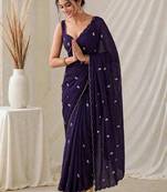 Designer crush saree with handwork floral butti and embellished border