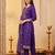 Purple woven design straight kurta trousers with dupatta set