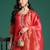 Red printed straight kurta trousers with dupatta set