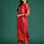 Red printed straight kurta trousers with dupatta set