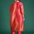 Red printed straight kurta trousers with dupatta set