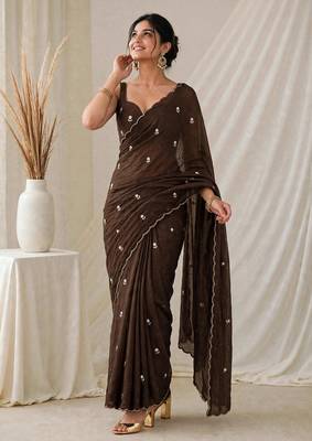 Premium crush saree with handwork flower butti and designer border 1