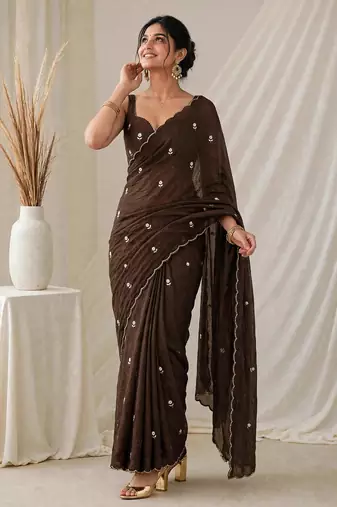 Premium crush saree with handwork flower butti and designer border
