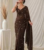 Premium crush saree with handwork flower butti and designer border
