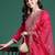 Pink embroidered straight kurta trousers with dupatta set