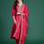 Pink embroidered straight kurta trousers with dupatta set