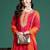 Pink solid straight kurta trousers with dupatta set
