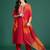 Pink solid straight kurta trousers with dupatta set