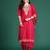 Pink solid straight kurta trousers with dupatta set