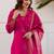Pink embroidered straight kurta palazzo with dupatta set
