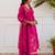 Pink embroidered straight kurta palazzo with dupatta set