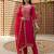 Pink embroidered straight kurta trousers with dupatta set