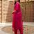 Pink embroidered straight kurta trousers with dupatta set