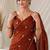 Partywear crush saree with handwork flower butti and contrast border
