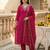 Pink embroidered straight kurta trousers with dupatta set
