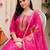 Pink embroidered straight kurta trousers with dupatta set