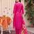 Pink embroidered straight kurta trousers with dupatta set