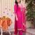 Pink embroidered straight kurta trousers with dupatta set