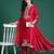 Magenta embroidered straight kurta trousers with dupatta set