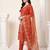 Orange embroidered straight kurta trousers with dupatta set