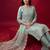 Sea green embroidered straight kurta trousers with dupatta set