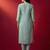Sea green embroidered straight kurta trousers with dupatta set
