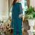 Teal embroidered straight kurta trousers with dupatta set
