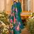 Teal embroidered a-line kurta trousers with dupatta set