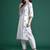 White woven design straight kurta trousers with dupatta set
