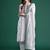 White woven design straight kurta trousers with dupatta set