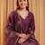 Burgundy embroidered straight kurta trousers with dupatta set