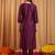 Burgundy embroidered straight kurta trousers with dupatta set